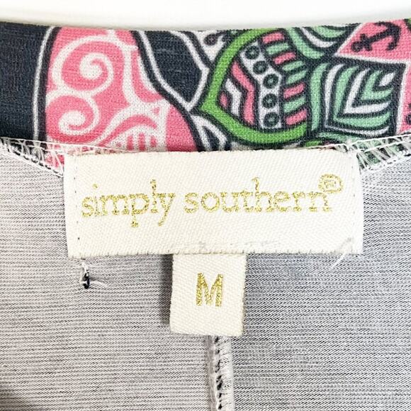 Simply Southern Sea Turtle Boho Tunic Top Navy Green Pink - Picture 6 of 7